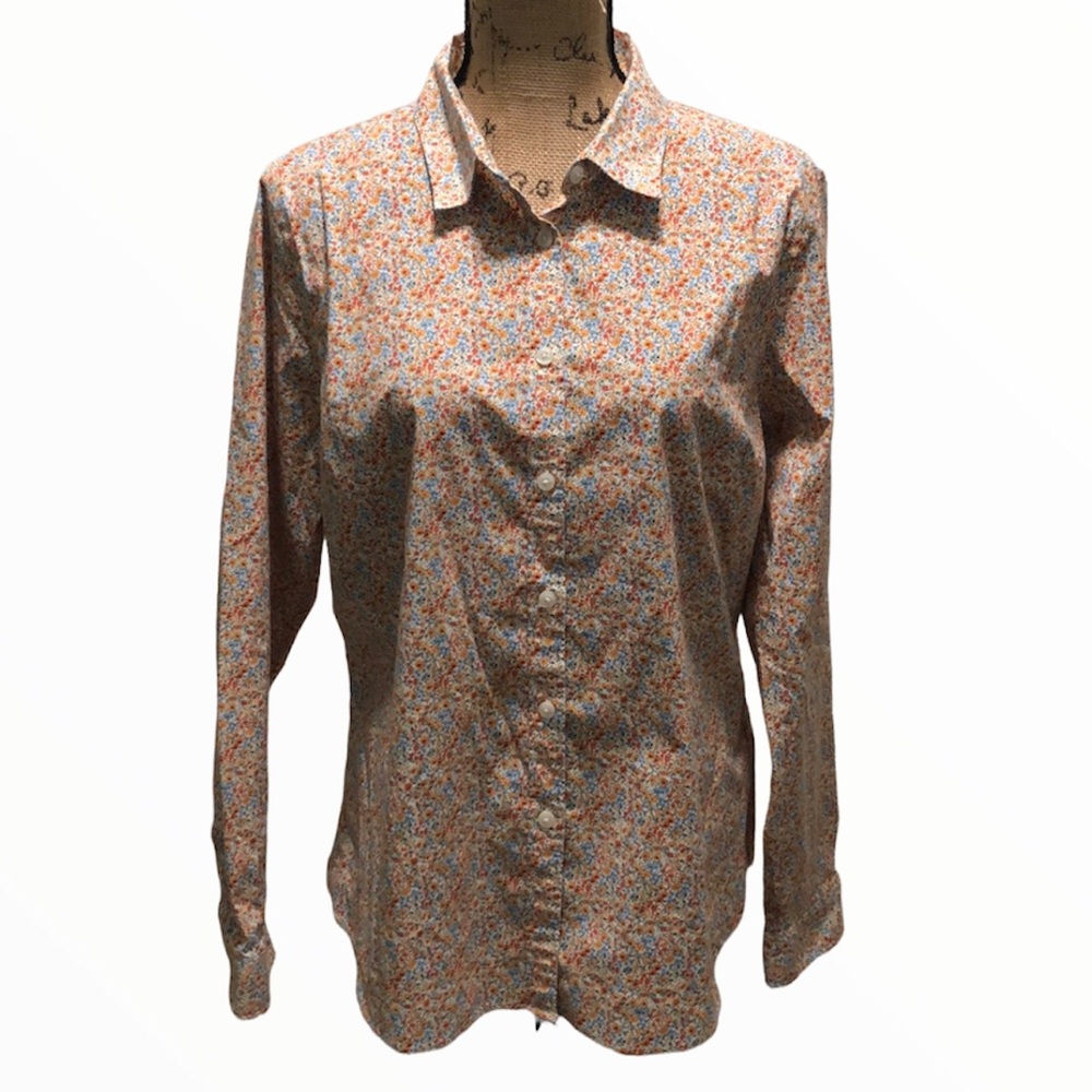 {L.L. Bean} Floral Long Sleeve Button Down Blouse